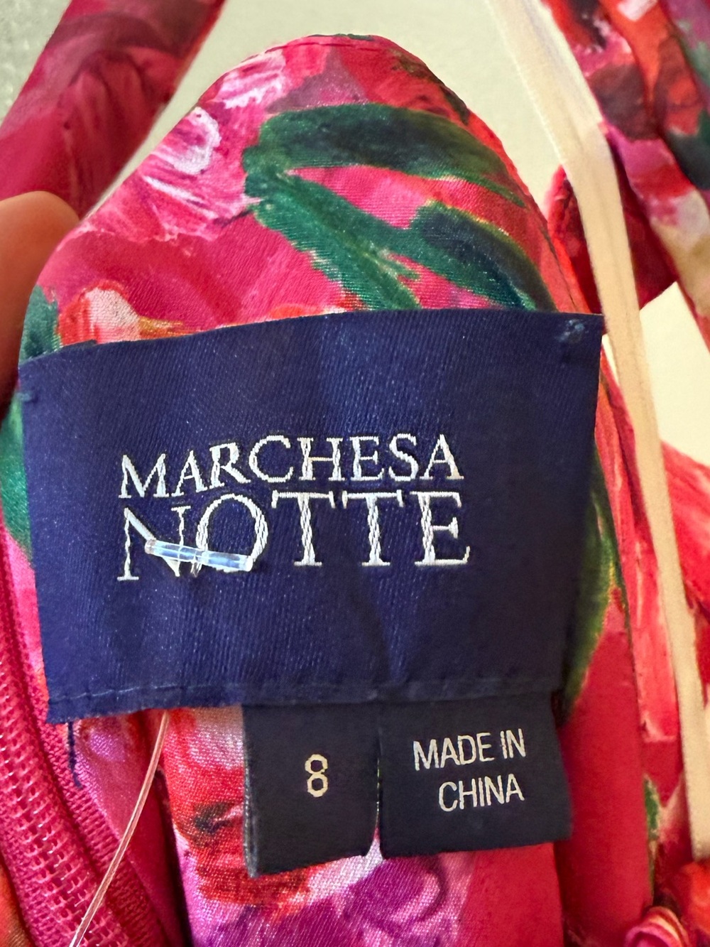 MARCHESA NOTTE Pleated Halter Floral Maxi Dress in Berry Sz 8 - Picture 8 of 9